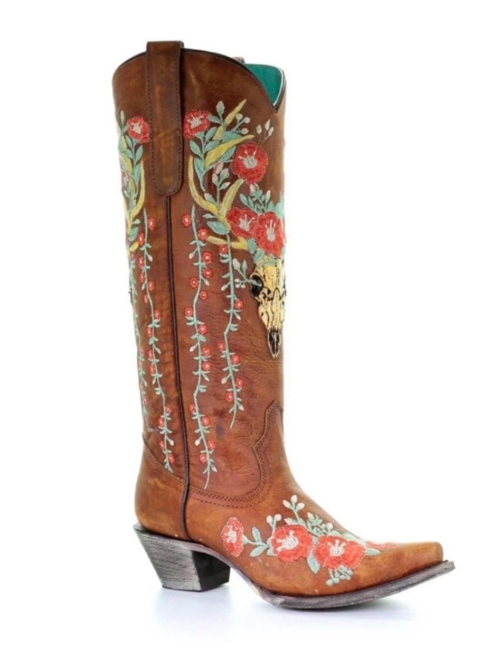 Corral Women's 6.5 Deer Skull & Floral Embroidery Cowgirl Boots